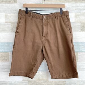Volcom Vmonty Stretch Shorts Brown 10.5" Inseam Relaxed Fit Chino Casual Mens 32